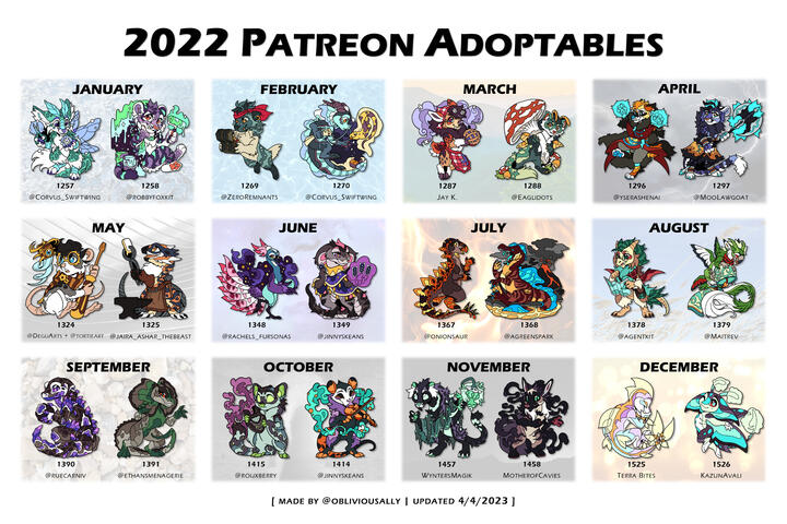 2022 Patreon Adoptables