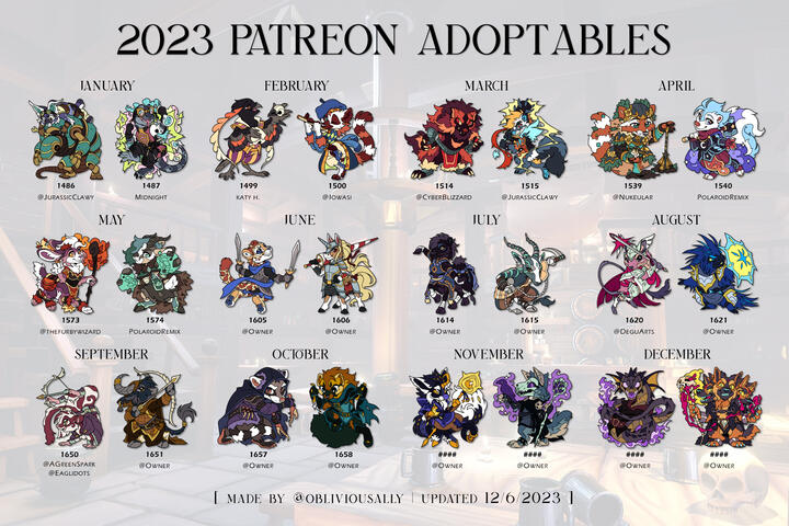 2023 Patreon Adoptables