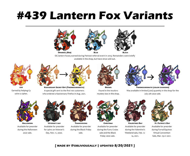 439 Lantern Fox Variants